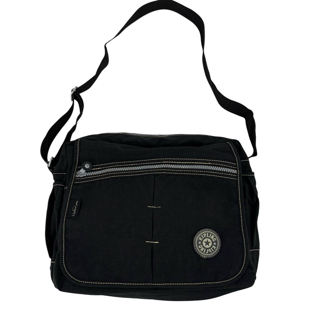 Kipling Black Messenger Cross Body Bag 14 x 11 x 3.5 Expandable Pockets Unisex